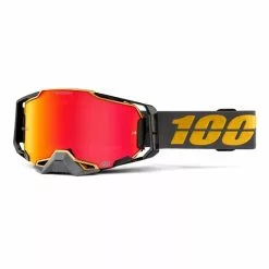 100 Percent Mascherina 100% Armega Grigio Ocra Con Lente Specchiata HiPER Rossa