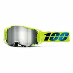 100 Percent Maschera 100% Armega Giallo Fluo Con Lente A Specchio Argento