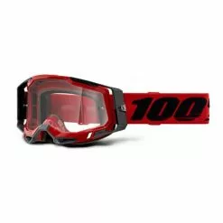 100 Percent Maschera 100% Racecraft 2 Nero Rosso Con Lenti Nero Chiaro