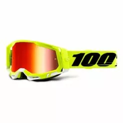 100 Percent Maschera 100% Racecraft 2 Giallo Con Lente A Specchio Rosso