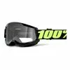 100 Percent Maschera 100% Strata 2 Nero Giallo Fluo Con Lente Trasparente -Vendite Biciclette MTB 100 50027 00012 001