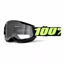 100 Percent Maschera 100% Strata 2 Nero Giallo Fluo Con Lente Trasparente