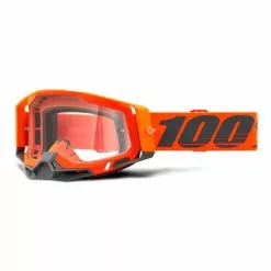 100 Percent Maschera 100% Racecraft 2 Arancio Nero Con Lenti Trasparenti