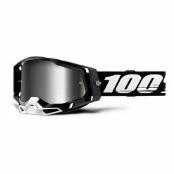100 Percent Maschera 100% Racecraft Nero Bianco Con Lente Specchiata Argento