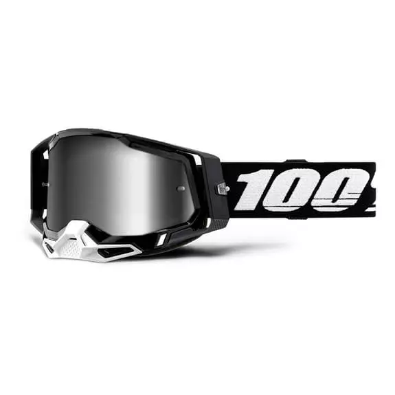 100 Percent Maschera 100% Racecraft Nero Bianco Con Lente Specchiata Argento 3 100 Percent Maschera 100% Racecraft Nero Bianco Con Lente Specchiata Argento