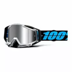 100 Percent Maschera 100% Racecraft Plus Nero Blu Lente A Specchio Grigio